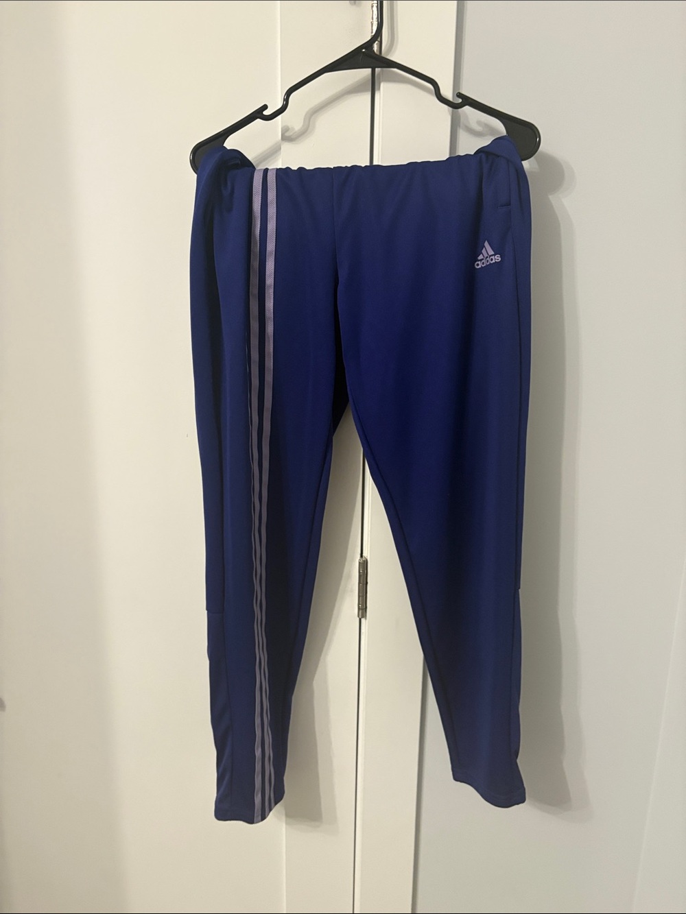adidas women’s Purple Joggers with Light Stripe Detail